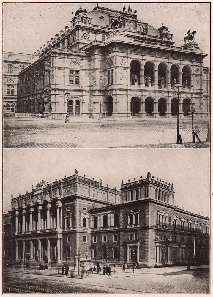 Vienna: 1. The Opera House 2. The Bourse. Austria 1903 old antique print